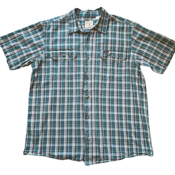 RedHead Workhorse Green Plaid Short Sleeve Double Flap Pocket Button Up Shirt XL - Picture 1 of 6
